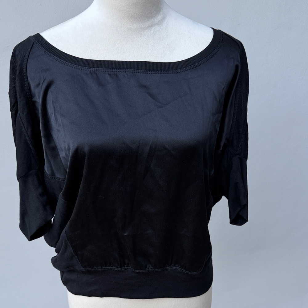 HEATHER by BORDEAUX NWT Women’s Black Women's Blouse Top w/ Silk Size Small NEW